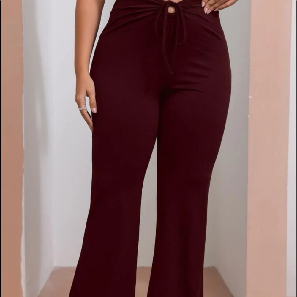 SHEIN 3xl ribbed flare pants with tie at the top